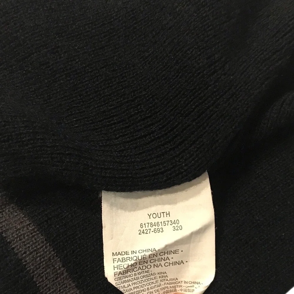 Nike Youth Beanie Hat Black Two Stripe Logo Winter Knit‎ Cap